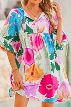 Load image into Gallery viewer, Modern Floral Print Tie Neck Dress Elegant &amp; Timeless Colorful Dress
