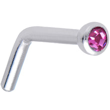 Load image into Gallery viewer, 18G Pink Gem Stainless Steel L-Shaped Nose Ring 1/4
