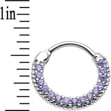 Load image into Gallery viewer, 16G 3/8 Tanzanite CZ Ring of Brilliance Septum Clicker
