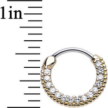 Load image into Gallery viewer, 16G 3/8 Clear CZ Gold IP Ring of Brilliance Septum Clicker
