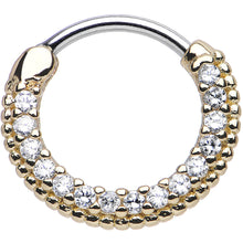 Load image into Gallery viewer, 16G 3/8 Clear CZ Gold IP Ring of Brilliance Septum Clicker
