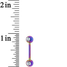 Load image into Gallery viewer, Front Gem Rainbow Anodized Titanium Nipple Barbell Set
