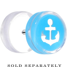 Load image into Gallery viewer, Clear Blue Acrylic Set Sail Nautical Anchor Cheater Plug
