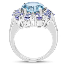 Load image into Gallery viewer, 6.19 Carat Genuine London Blue Topaz, Tanzanite &amp; White Topaz .925 Sterling Silver Ring
