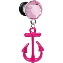 Load image into Gallery viewer, 2G Pink Dangling Anchor Steel Plug
