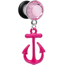 Load image into Gallery viewer, 0G Pink Dangling Anchor Steel Plug
