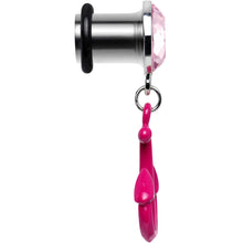 Load image into Gallery viewer, 0G Pink Dangling Anchor Steel Plug
