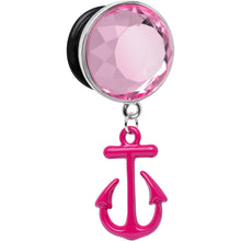 Load image into Gallery viewer, 9/16 Pink Dangling Anchor Steel Plug
