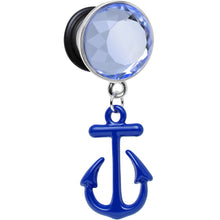 Load image into Gallery viewer, 00G Blue Dangling Anchor Steel Plug
