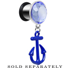 Load image into Gallery viewer, 00G Blue Dangling Anchor Steel Plug
