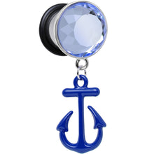 Load image into Gallery viewer, 1/2 Blue Dangling Anchor Steel Plug
