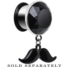 Load image into Gallery viewer, 9/16 Black Dangling Mustache Steel Plug
