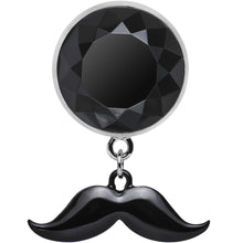 Load image into Gallery viewer, 9/16 Black Dangling Mustache Steel Plug
