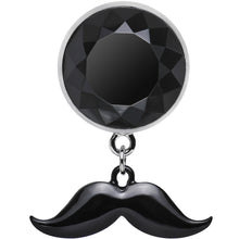Load image into Gallery viewer, 5/8 Black Dangling Mustache Steel Plug
