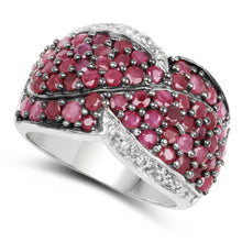 Load image into Gallery viewer, 3.06 Carat Genuine Ruby &amp; White Topaz .925 Sterling Silver Ring
