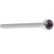 Load image into Gallery viewer, 18G 3/4 Purple CZ Steel Straight Fishtail Nose Ring 2mm
