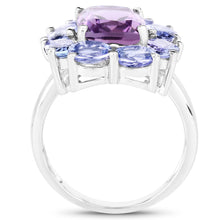 Load image into Gallery viewer, 5.24 Carat Genuine Amethyst &amp; Tanzanite .925 Sterling Silver Ring
