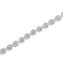 Load image into Gallery viewer, .925 Sterling Silver 1/10 cttw Miracle-Set Round-Cut Diamond "X" Link Tennis Bracelet (I-J color, I2-I3 clarity) - 7.25"
