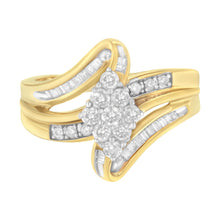 Load image into Gallery viewer, 10K Yellow Gold 1/2 cttw Diamond Cluster Cocktail Ring (J-K Clarity, I1-I2 Color) - Size 7
