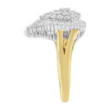 Load image into Gallery viewer, 14K Yellow and White Gold 1.00 Cttw Round and Baguette-Cut Diamond Ballerina Cocktail Ring (H-I Color, SI2-I1 Clarity)
