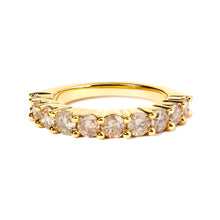 Load image into Gallery viewer, 14K Yellow Gold Plated .925 Sterling Silver 2.0 Cttw Round Brilliant Cut Diamond 10 Stone Anniversary Band Ring (J-K Color, I1-I2 Clarity) - Size 6
