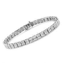 Load image into Gallery viewer, .925 Sterling Silver 2 Cttw Prong Set Round-Cut Diamond 4 Stone Box Link Bracelet (I-J Color, I3 Clarity) - 7.25"
