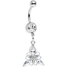 Load image into Gallery viewer, Clear Gem Thrilling Trillium Flower Dangle Belly Ring
