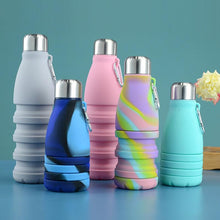 Load image into Gallery viewer, 550ML Portable Silicone Bottle Retractable Folding Water Bottle Outdoor Sports Travel Drinking Cup with Large Capacity Silicone Foldable Sports Bottle Reusable Folding Travel Water Container for Gym Camping Hiking Fishing
