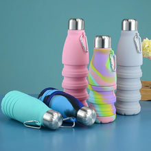 Load image into Gallery viewer, 550ML Portable Silicone Bottle Retractable Folding Water Bottle Outdoor Sports Travel Drinking Cup with Large Capacity Silicone Foldable Sports Bottle Reusable Folding Travel Water Container for Gym Camping Hiking Fishing
