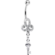 Load image into Gallery viewer, Clear Gem Sparkling Clover Glamour Key Dangle Belly Ring
