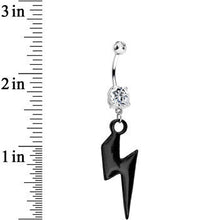 Load image into Gallery viewer, Clear Gem Dynamite Black Lightning Bolt Dangle Belly Ring
