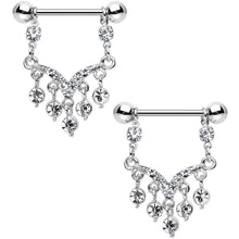 Load image into Gallery viewer, Clear Gem Victorian Vision Dangle Nipple Ring Set
