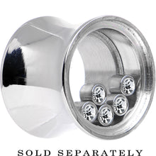 Load image into Gallery viewer, 1/2 Moveable Clear Cubic Zirconia Stainless Steel Saddle Plug
