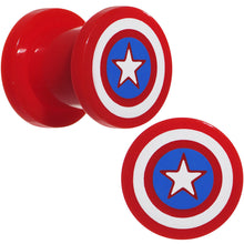 Load image into Gallery viewer, 0G Red Acrylic Licensed Captain America Logo Screw Fit Plug Set
