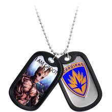 Load image into Gallery viewer, Licensed Steel Guardians and Groot Double Dog Tag Pendant Necklace
