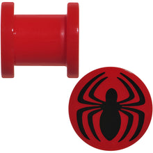 Load image into Gallery viewer, 0G Red Acrylic Licensed Spider-Man Logo Screw Fit Plug Set
