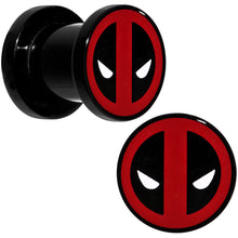 Load image into Gallery viewer, 0G Black Acrylic Licensed Deadpool Logo Screw Fit Plug Set
