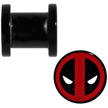 Load image into Gallery viewer, 0G Black Acrylic Licensed Deadpool Logo Screw Fit Plug Set
