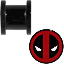 Load image into Gallery viewer, 00G Black Acrylic Licensed Deadpool Logo Screw Fit Plug Set
