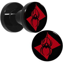 Load image into Gallery viewer, 4G Black Acrylic Licensed Black Widow Logo Screw Fit Plug Set
