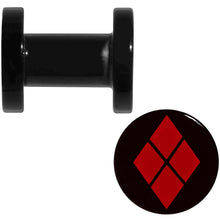 Load image into Gallery viewer, 4G Black Acrylic Licensed Harley Quinn Logo Screw Fit Plug Set
