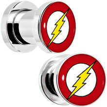 Load image into Gallery viewer, 0G Stainless Steel Licensed The Flash Logo Screw Fit Plug Set
