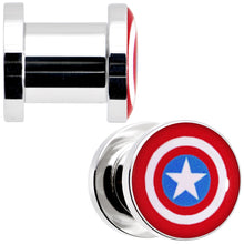 Load image into Gallery viewer, 0G Steel Licensed Captain America Logo Screw Fit Plug Set
