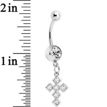 Load image into Gallery viewer, Clear Gem Ultra Mod Diamond Cross Dangle Belly Ring
