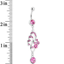 Load image into Gallery viewer, Pink Gem Summertime Drifting Leaf Dangle Belly Ring
