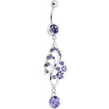 Load image into Gallery viewer, Purple Gem Summertime Drifting Leaf Dangle Belly Ring
