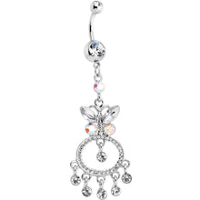 Load image into Gallery viewer, Clear Gem Aqua Cicero Butterfly Chandelier Belly Ring
