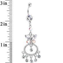 Load image into Gallery viewer, Clear Gem Aqua Cicero Butterfly Chandelier Belly Ring
