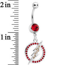 Load image into Gallery viewer, Red Gem Stainless Steel Licensed The Flash Logo Dangle Belly Ring
