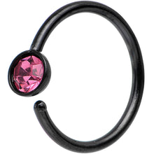Load image into Gallery viewer, 20G 5/16 Black IP Stainless Steel Bright Pink Gem Nose Hoop
